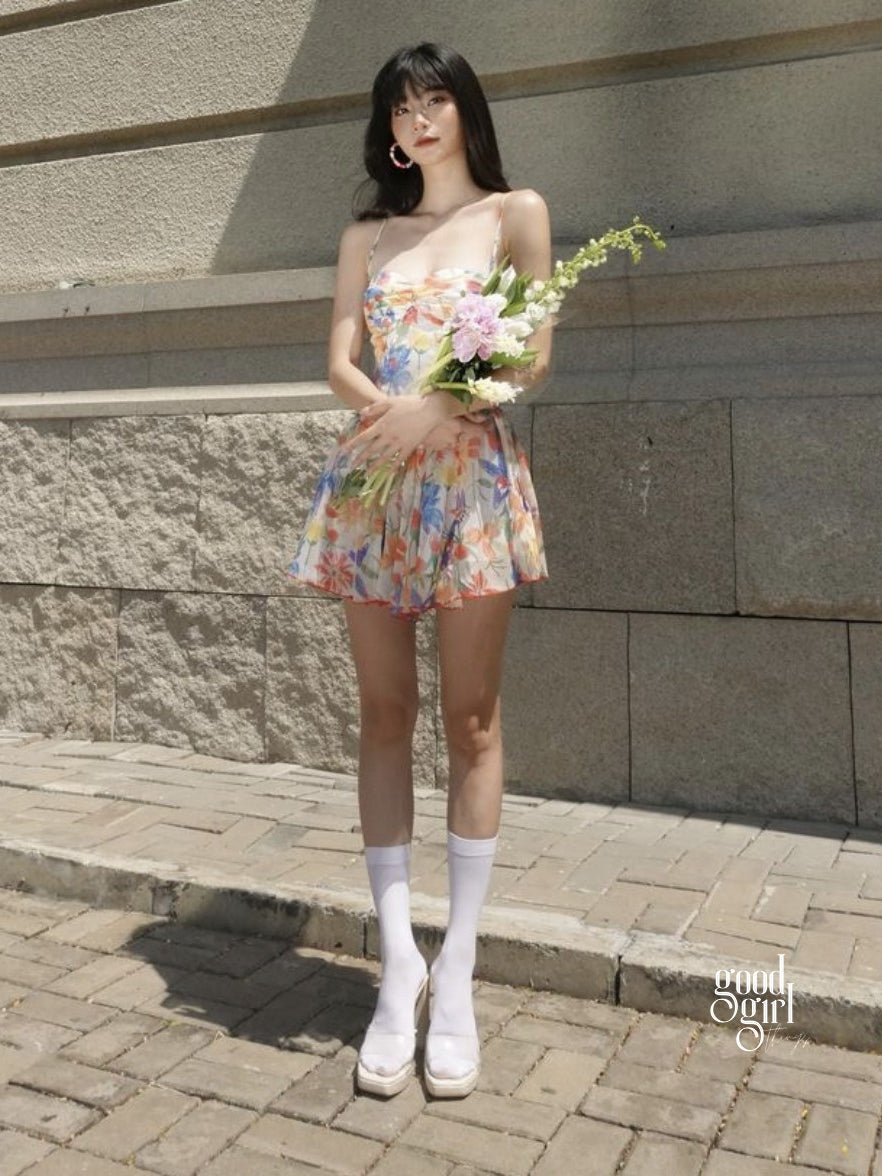 Arlie Strappy Floral Mini Dress [C3RT7XHD]