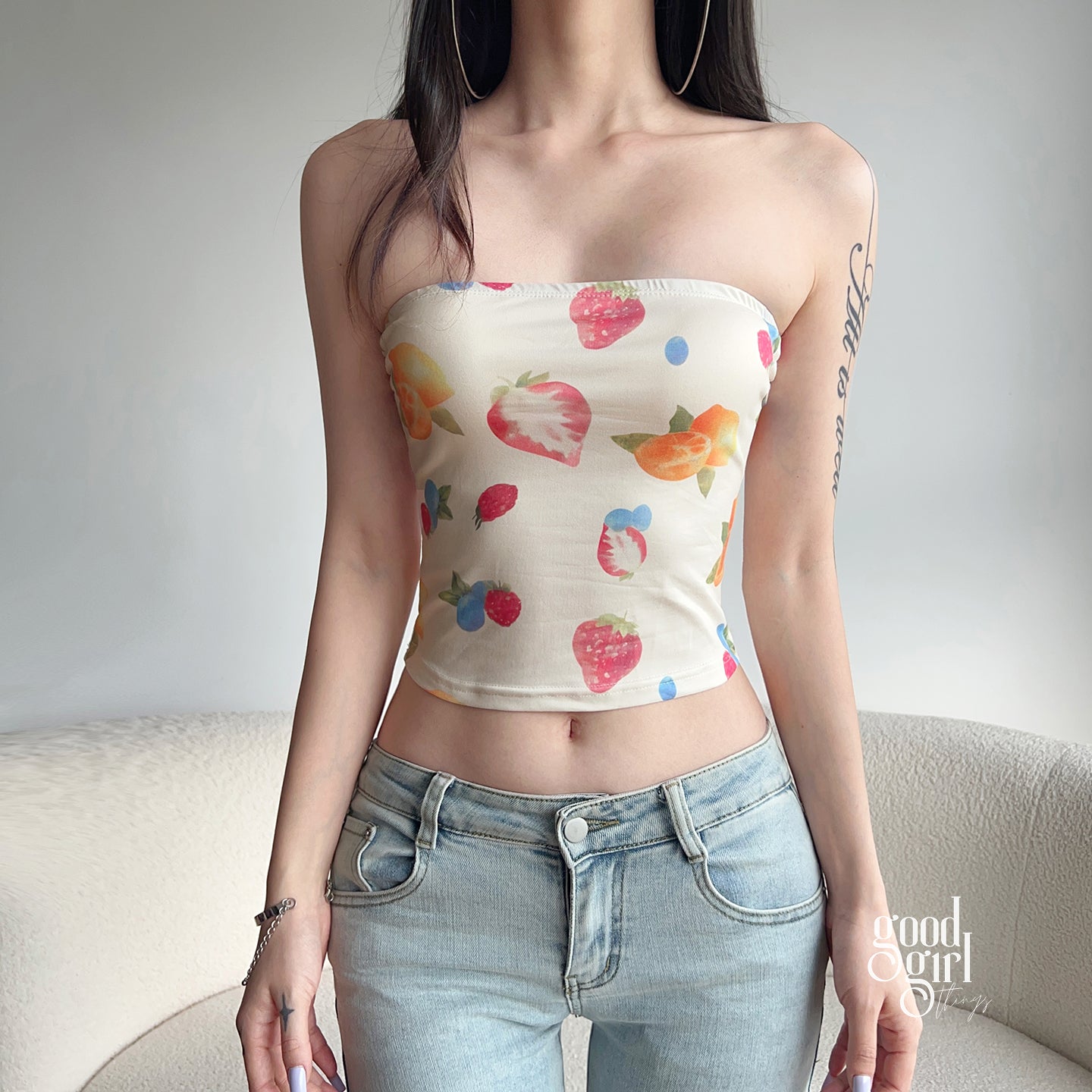 Ashtynn Fruit Print Tube Top [8SHJ72R9]
