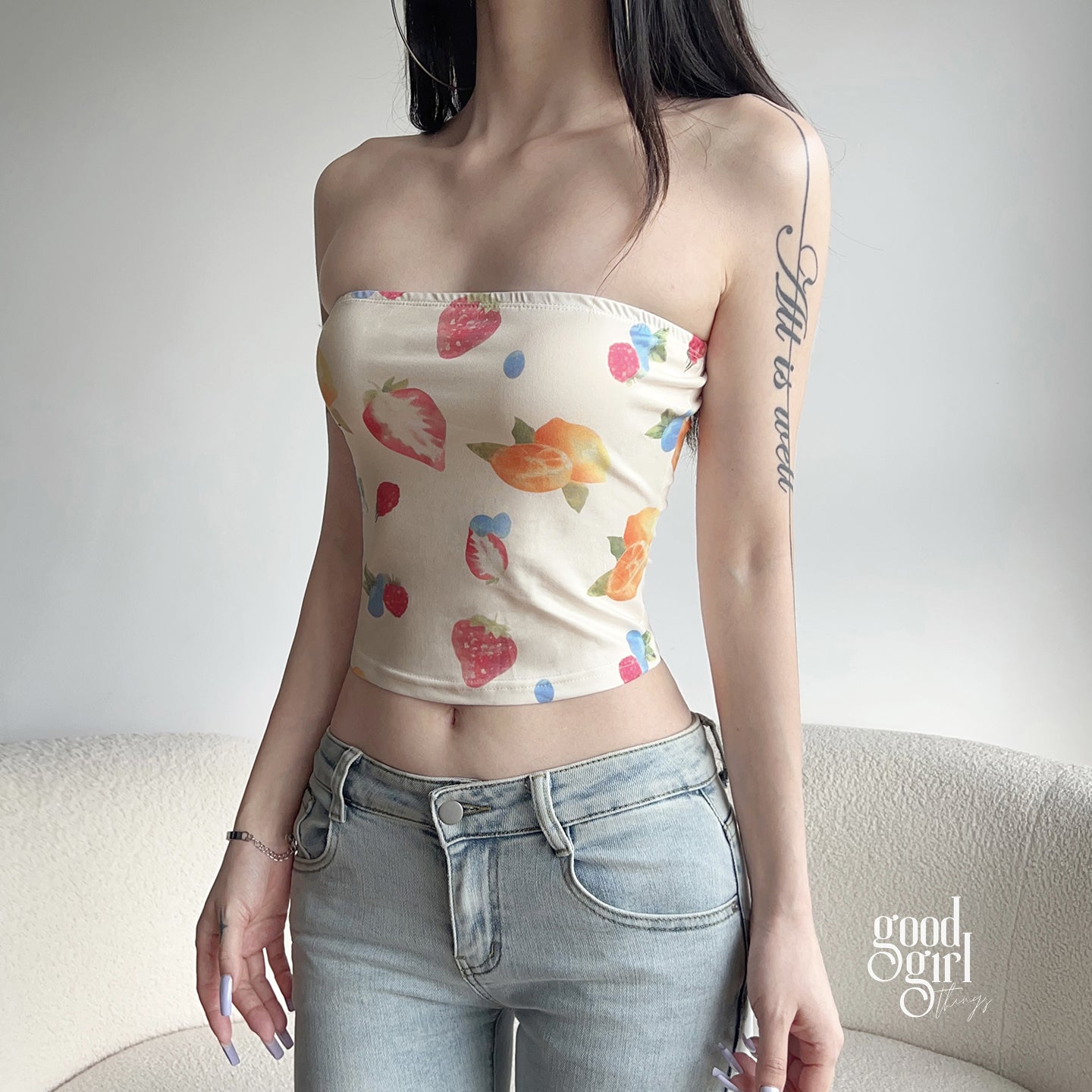 Ashtynn Fruit Print Tube Top [VZE195JT]