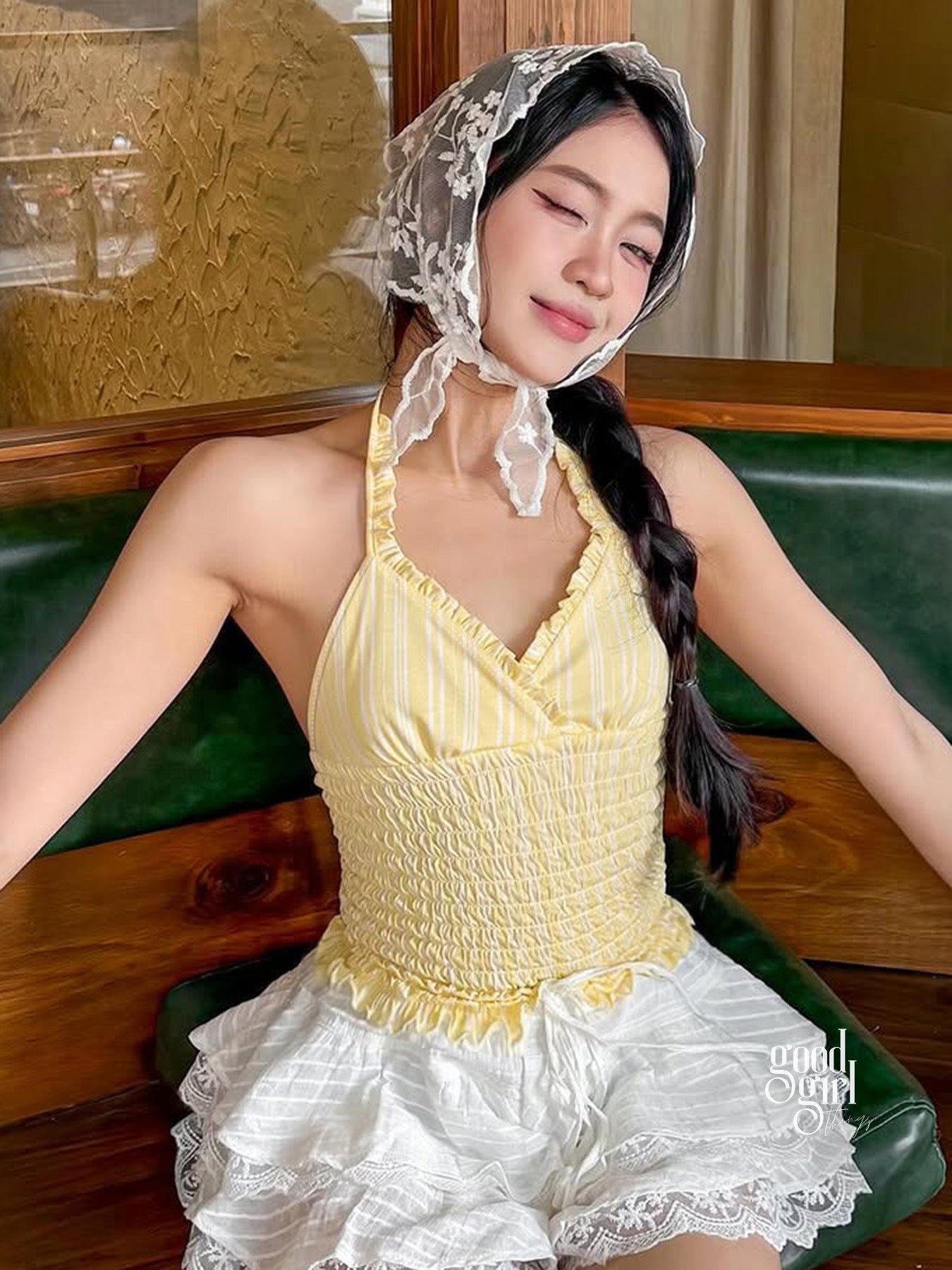 Austin Striped Ruffle Halter Top [FMIZDL4S]
