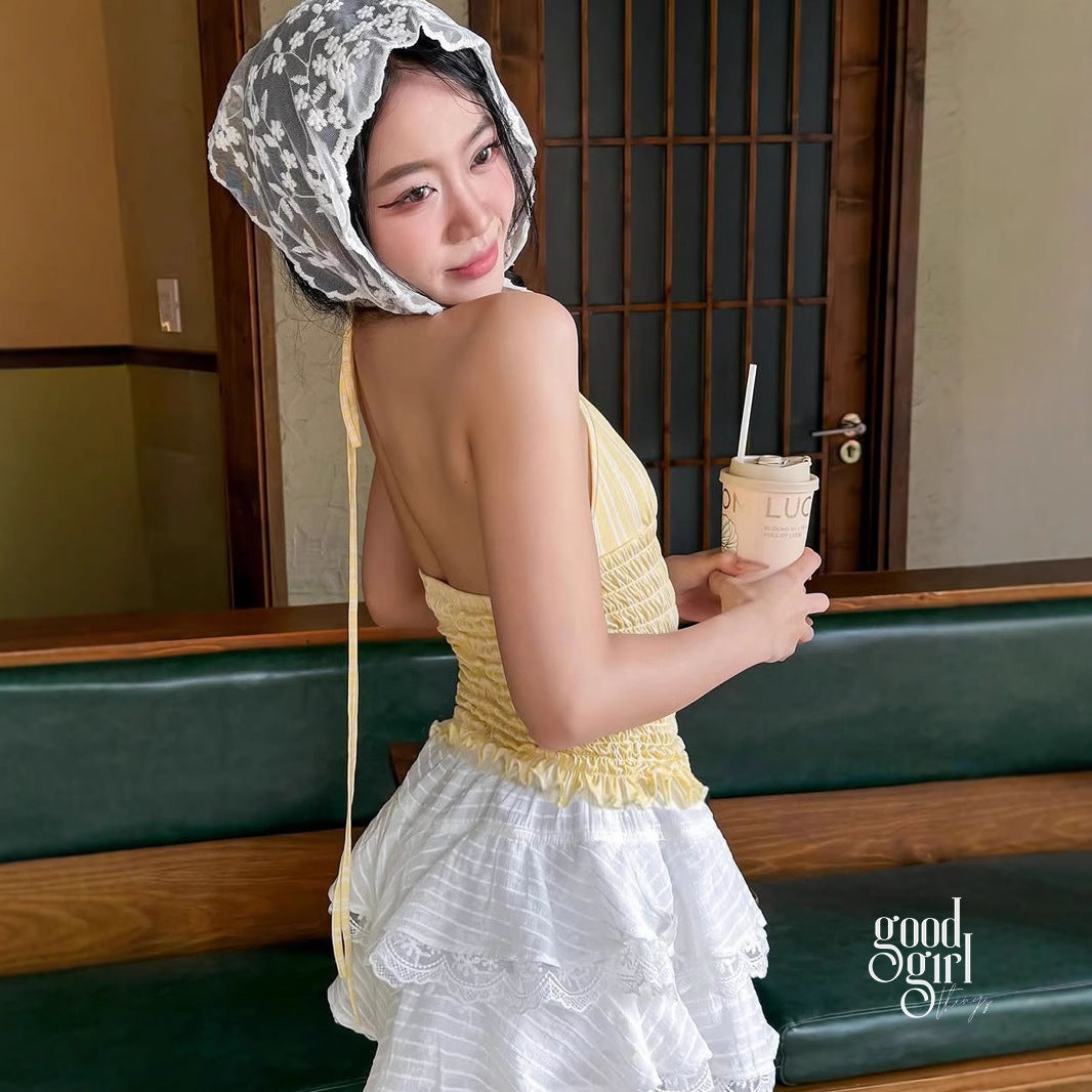 Austin Striped Ruffle Halter Top [YTE9UVHV]