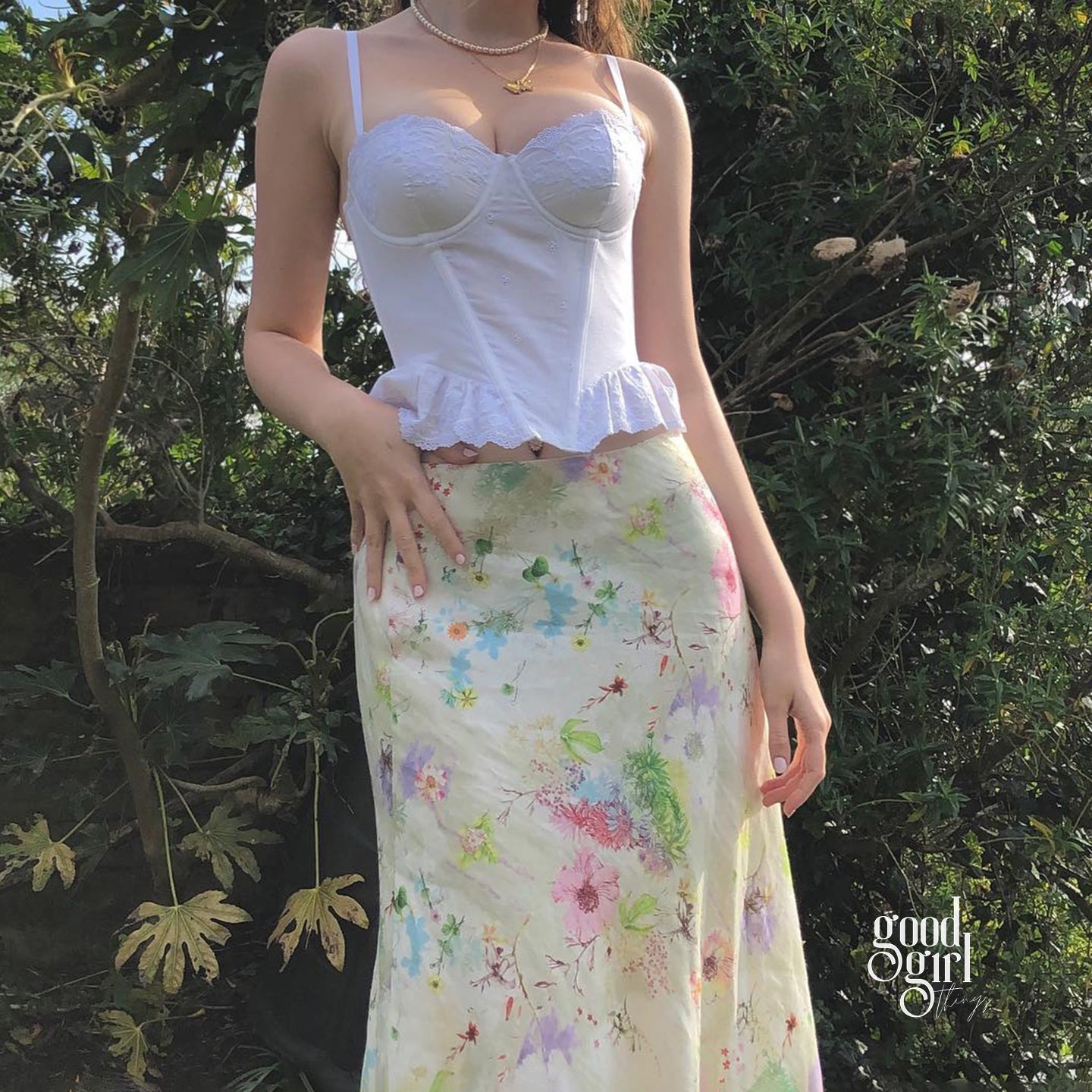 Bea Floral Fishtail Maxi Skirt [TDSH13IM]