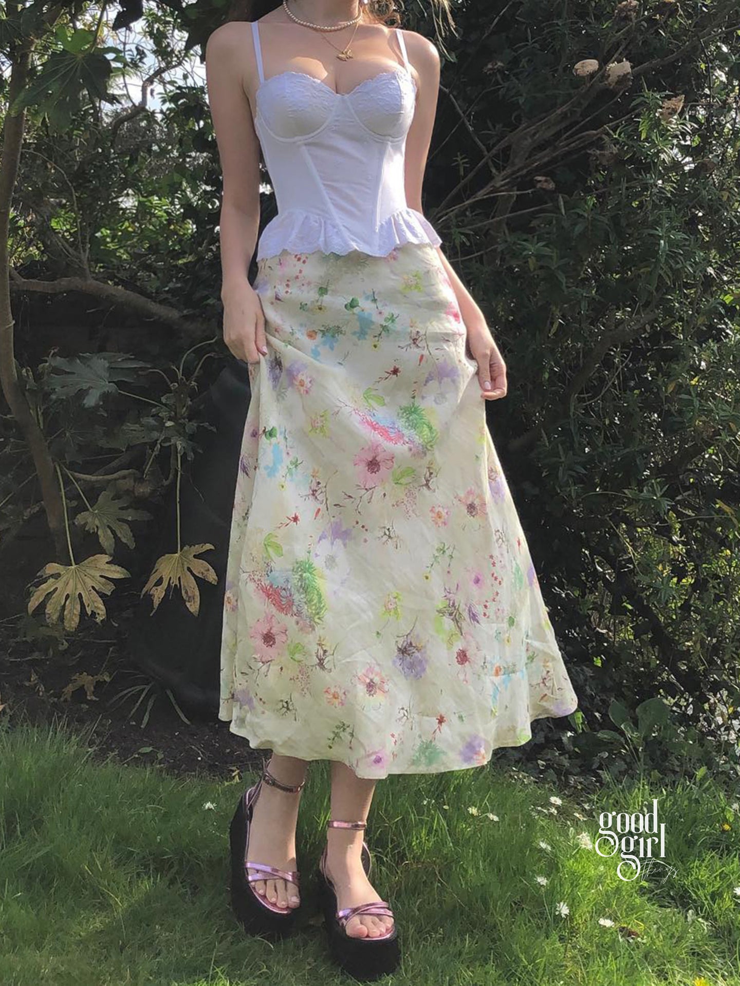 Bea Floral Fishtail Maxi Skirt [GZWAV45L]