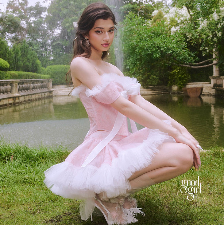 Bow Detail Tiered Skirt Set [MV9P0IBU]