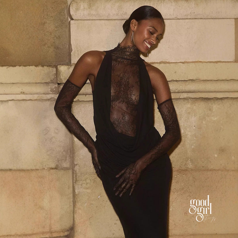 Brandi Halter Lace Gown [U6J0041H]