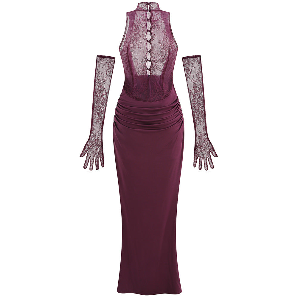 Brandi Halter Lace Gown [2UUVBLM1]