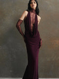 Brandi Halter Lace Gown [POQ48788]