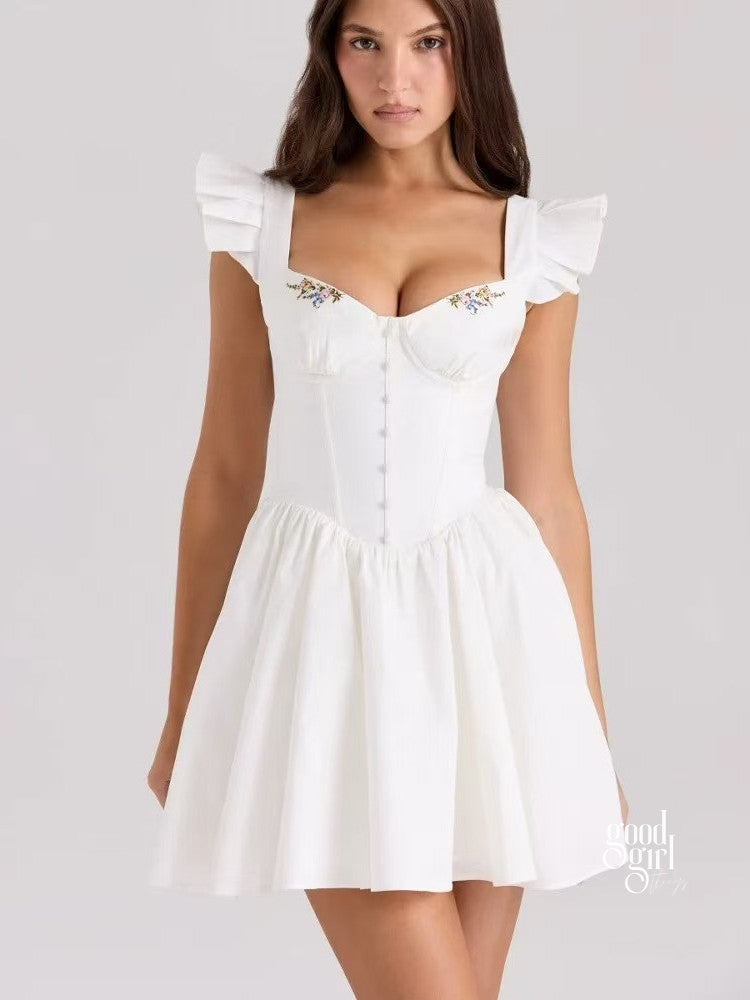 Briseida Flutter-Sleeve Mini Dress [JWRUDGOA]