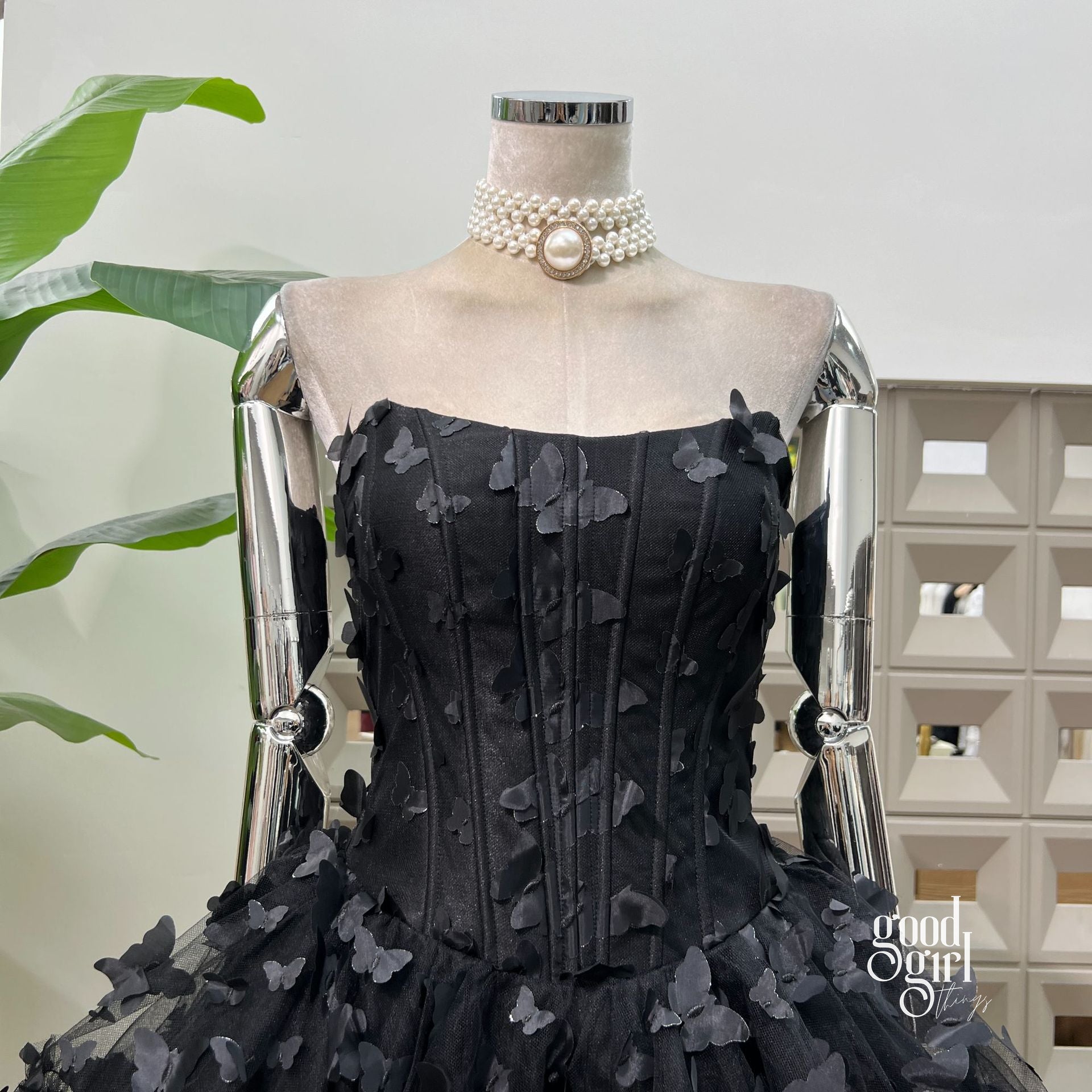 Butterfly Applique Corset Mini Dress