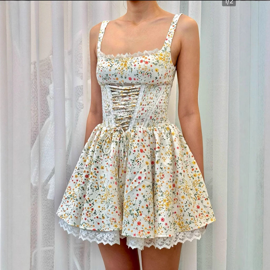 Callan Apricot Floral Mini Dress [T8YD9TLQ]