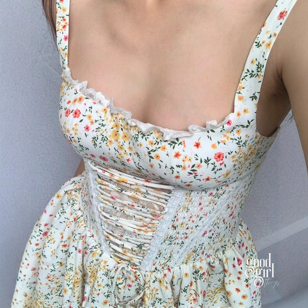Callan Apricot Floral Mini Dress [95YVIF5B]