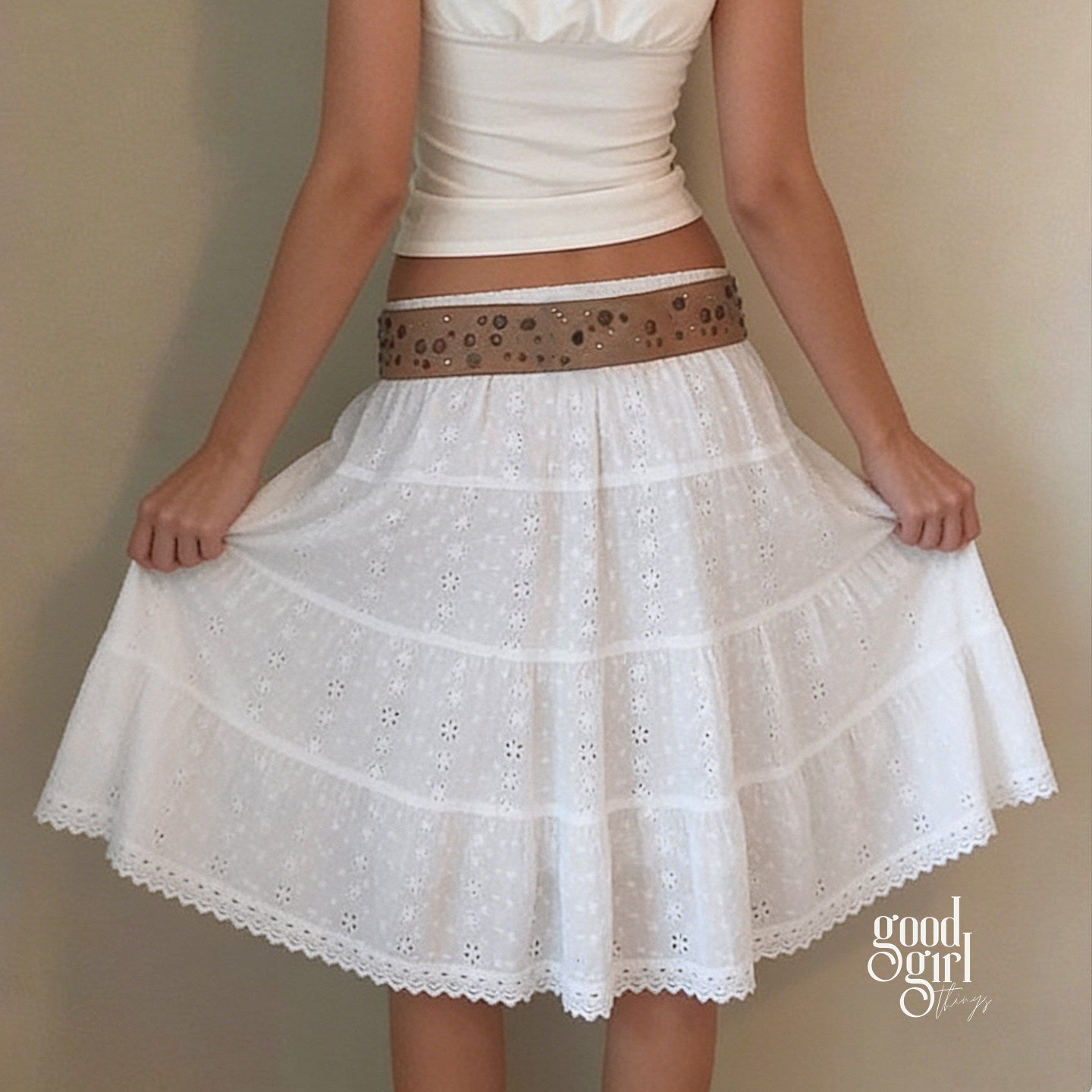 Casandra Jacquard Cut-Out Midi Skirt [4X9FSIHD]