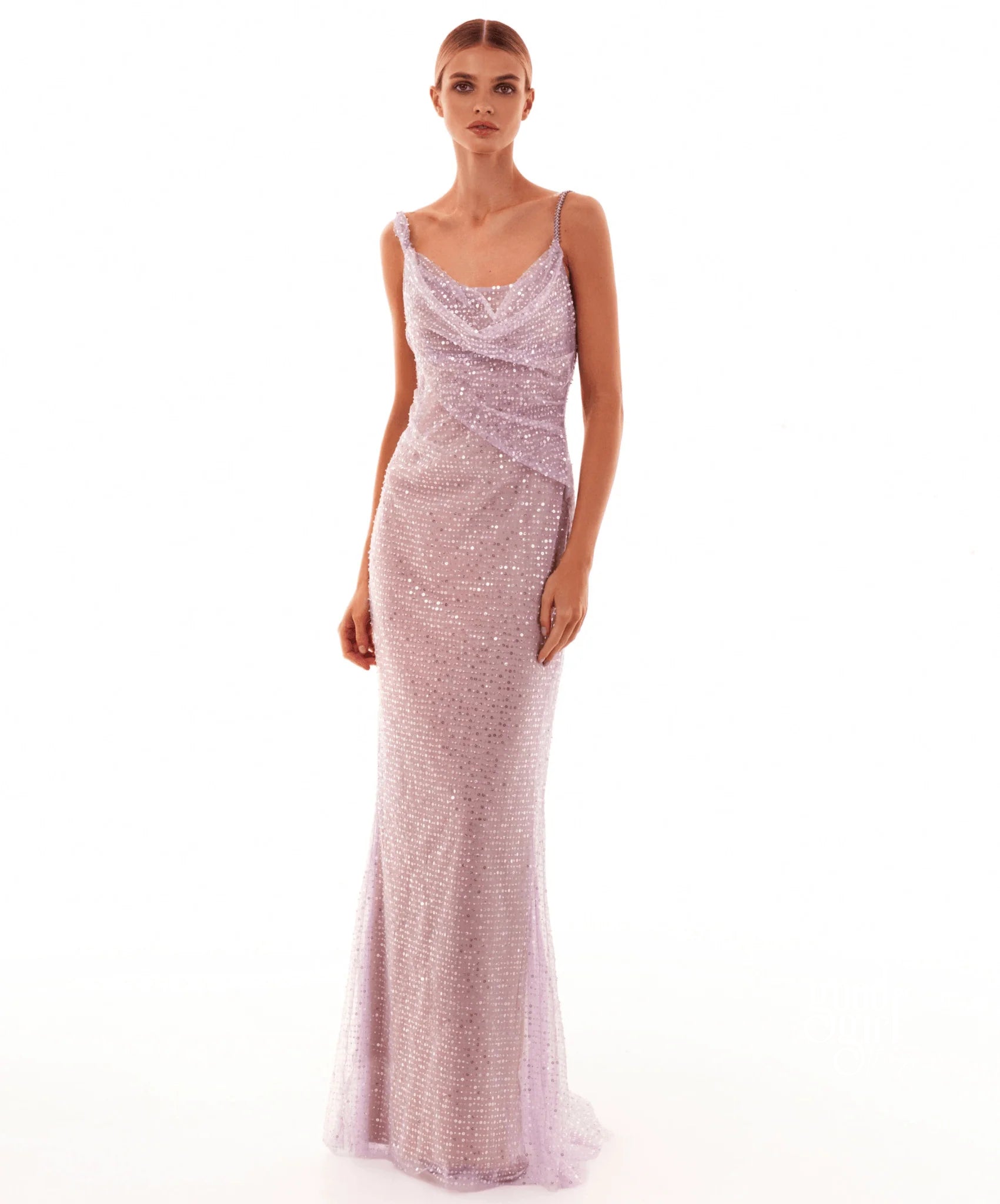 Cayla Sequin Mesh Maxi Dress [DVASADNV]