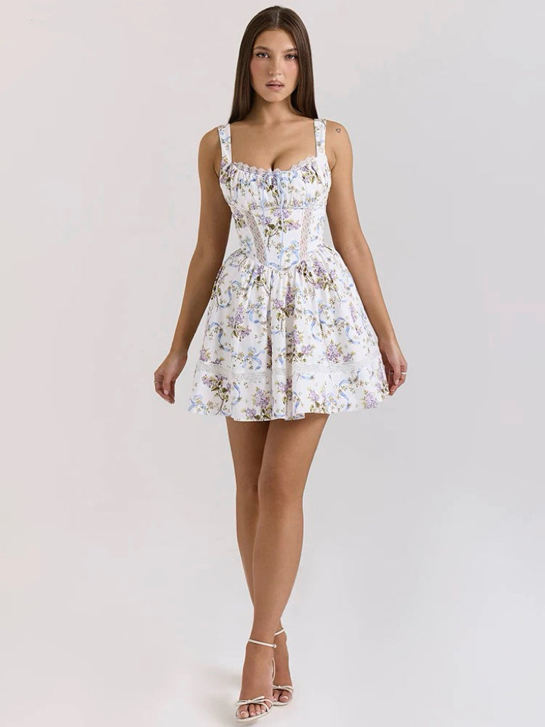 Cosette Floral Lace Mini Dress [RTVCP7QN]