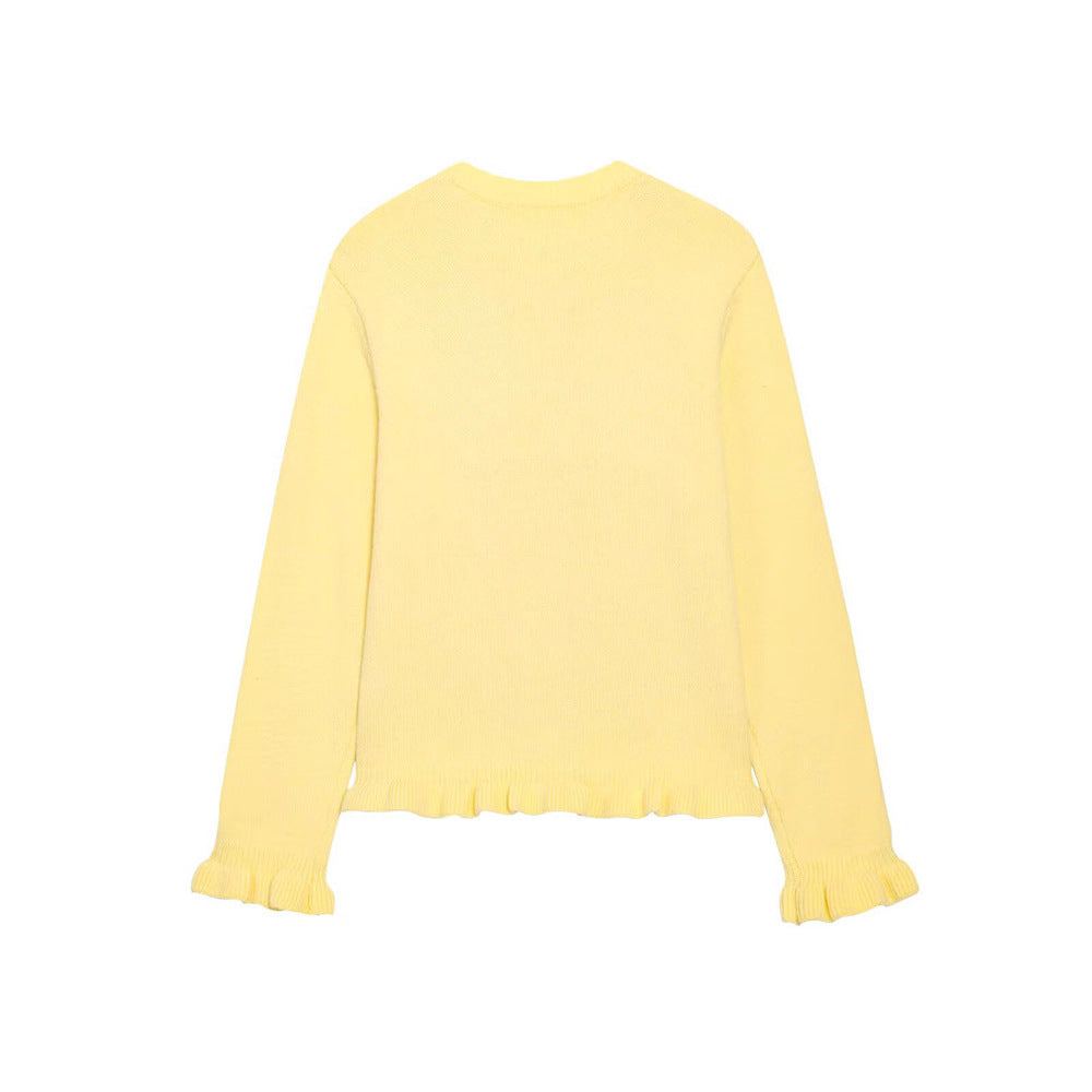 Dakoda Ruffled Knit Cardigan - Yellow [534OD8ZW]