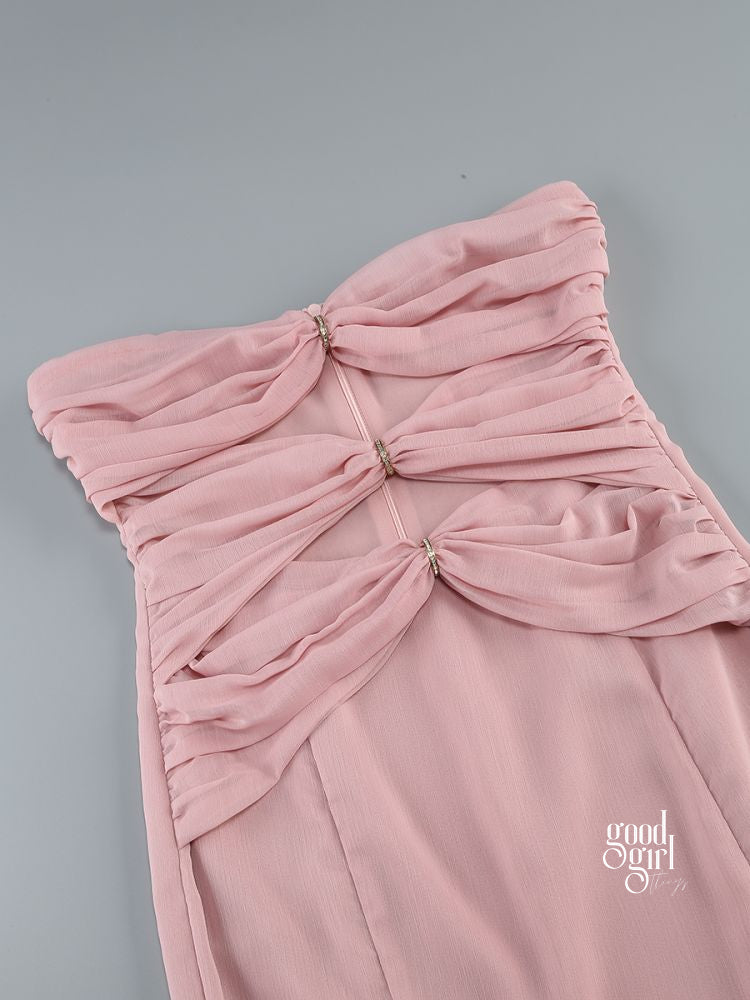 Dalary Pleated Fishtail Maxi Dress [56FUKQJS]