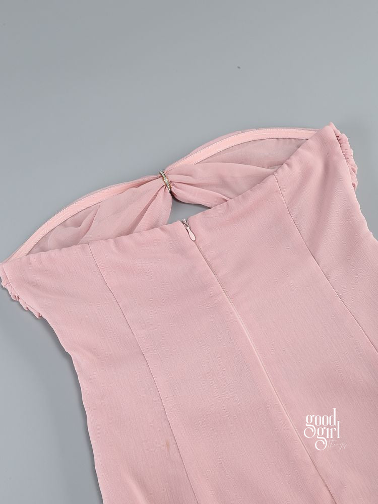 Dalary Pleated Fishtail Maxi Dress [XWL5AFEB]