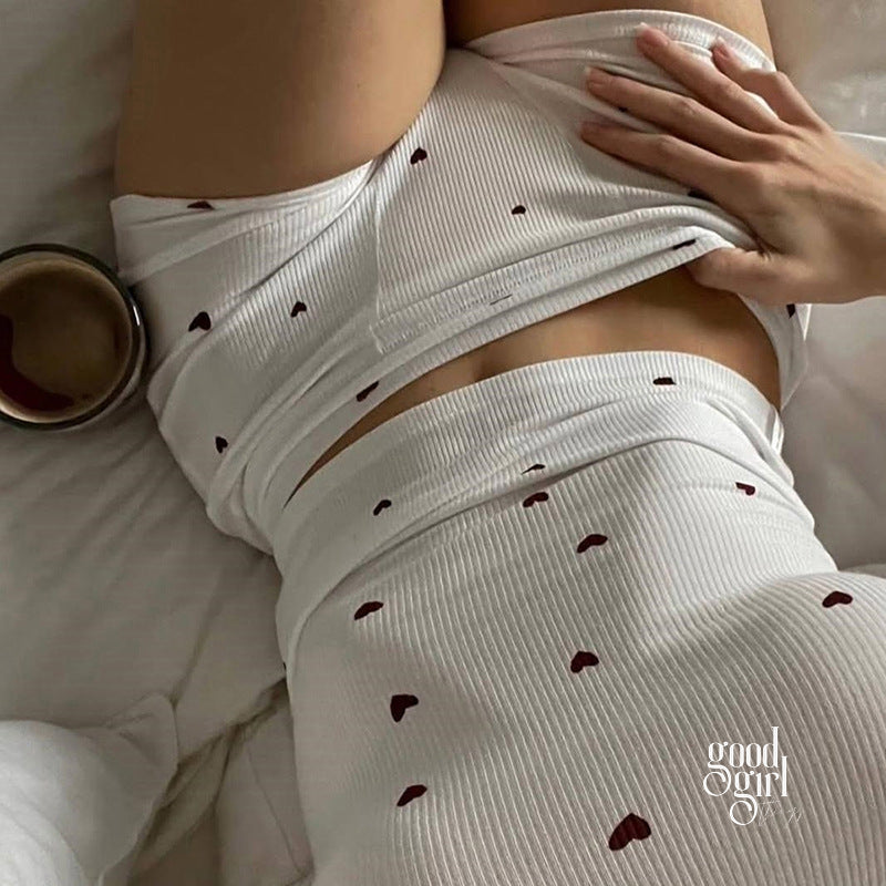 Daysi Heart Print Lounge Set [231PK838]