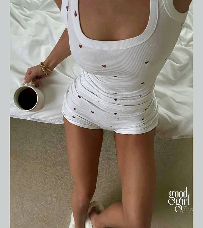 Daysi Heart Print Lounge Set [LCZ5IKIT]