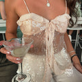 Delylah Sheer Sequin Halter Top [PZE8GVHP]