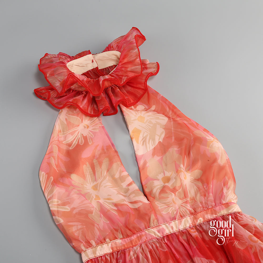 Diala Halter Mesh Maxi Dress [EDOBFWA4]