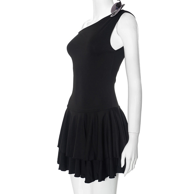 Dyani One Shoulder Pleated Dress [K2KC9I7Y]