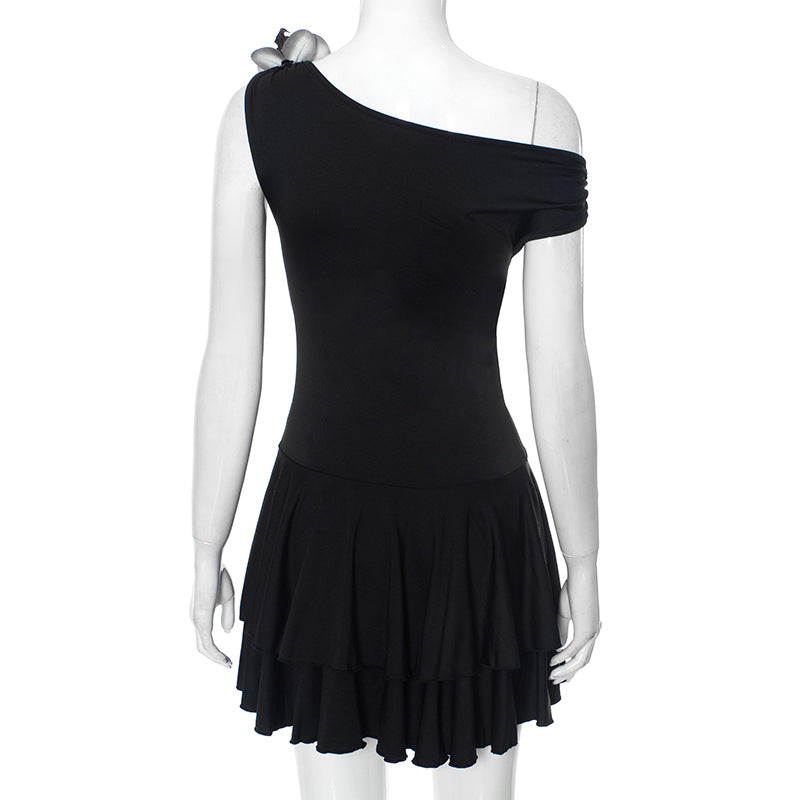 Dyani One Shoulder Pleated Dress [BHIU76N2]