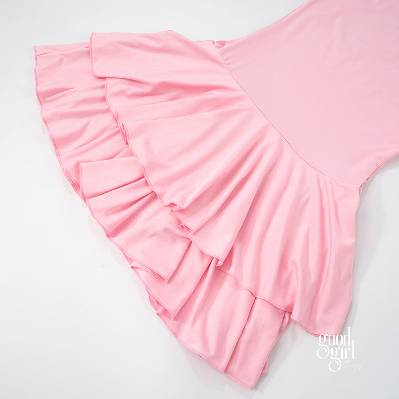 Dyani One Shoulder Pleated Dress [E0GOD2AN]