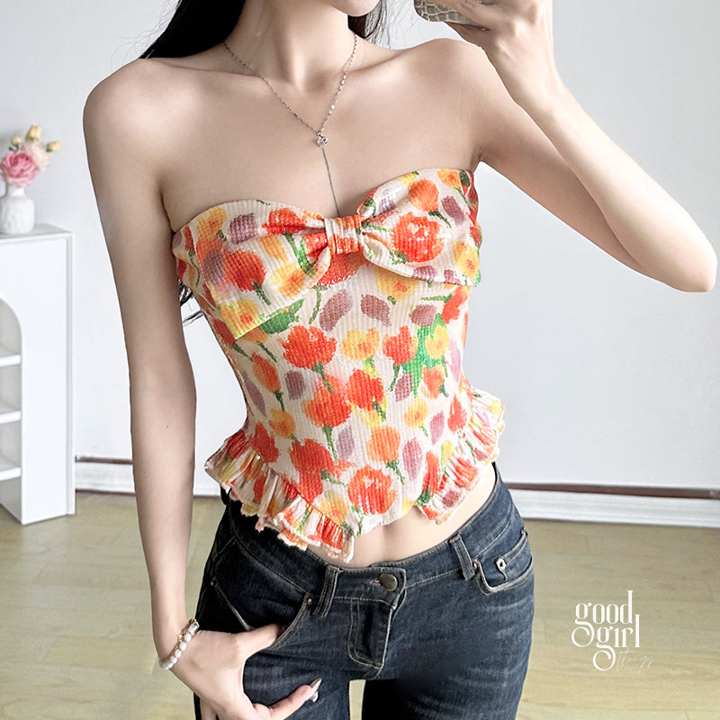 Eleana Floral Bow Tube Top [0M46I09K]