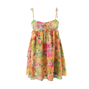 Elleana Floral Ruffle Mini Dress [5M07JL4Y]