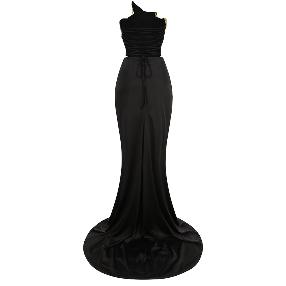 Elliemae Sequin Slit Gown - Black [2FF64BFY]