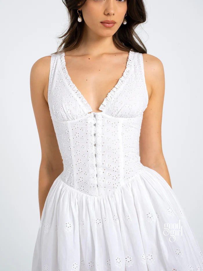 Fraidy Embroidered Lace Mini Dress [IKAI84I4]