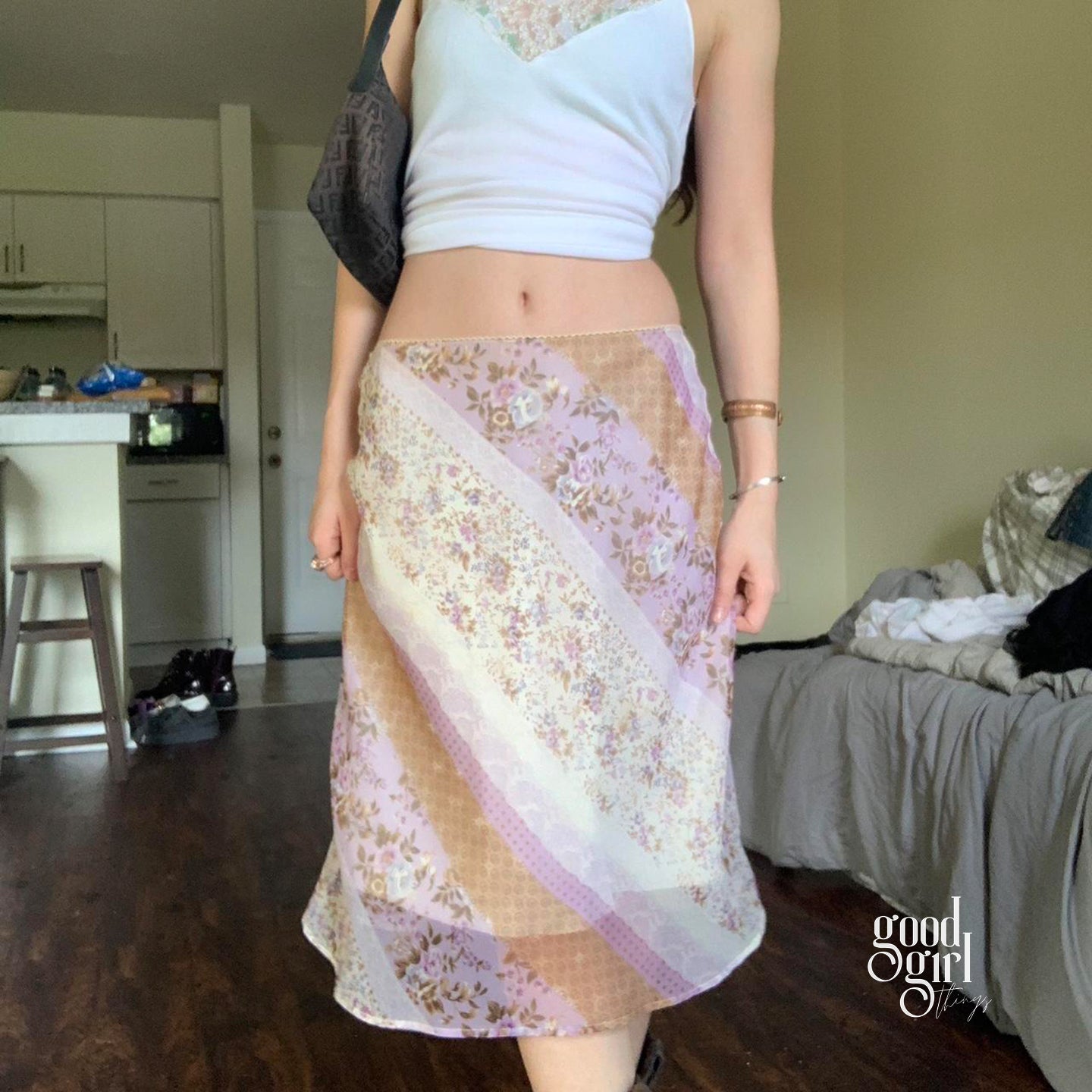 Freyja Floral Mesh Midi Skirt [QDXC5DZI]