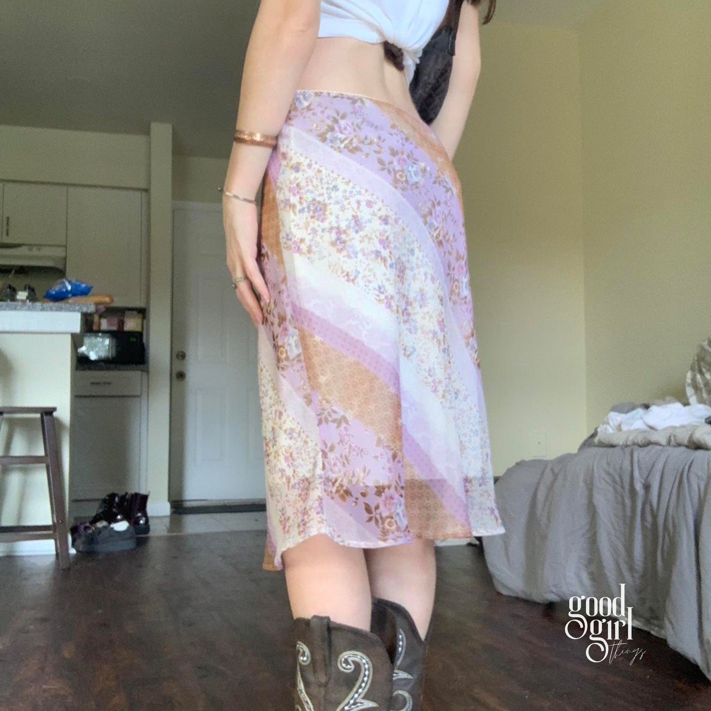 Freyja Floral Mesh Midi Skirt [ST8FLHEA]