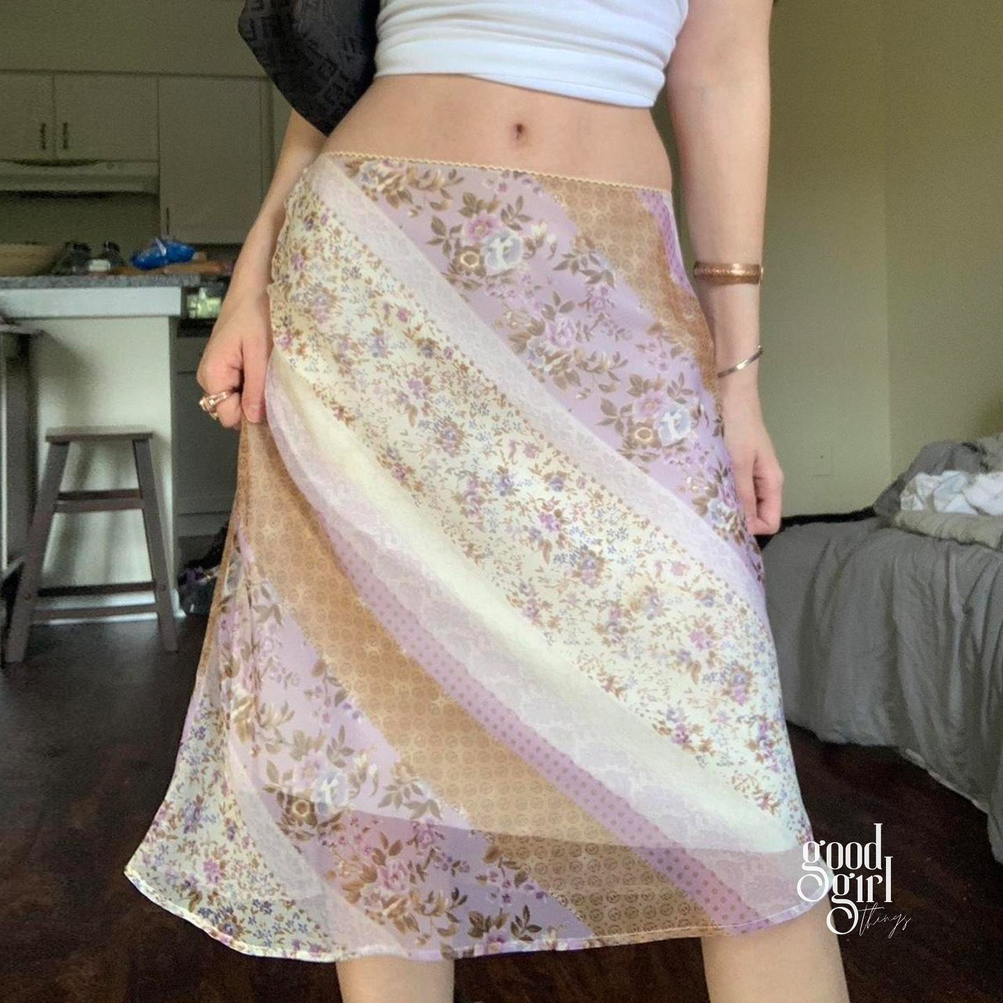 Freyja Floral Mesh Midi Skirt [ZX7IV0DU]