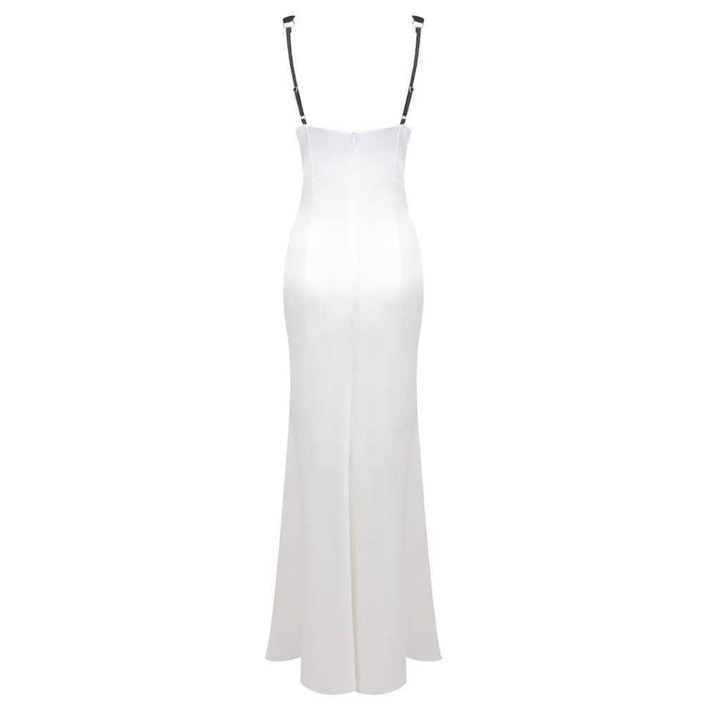 Gretel Color-Blocked Velvet Maxi Dress [J5WM5KAH]