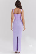Guinevere Violet Square Neck Maxi Dress [H1AOMHRE]