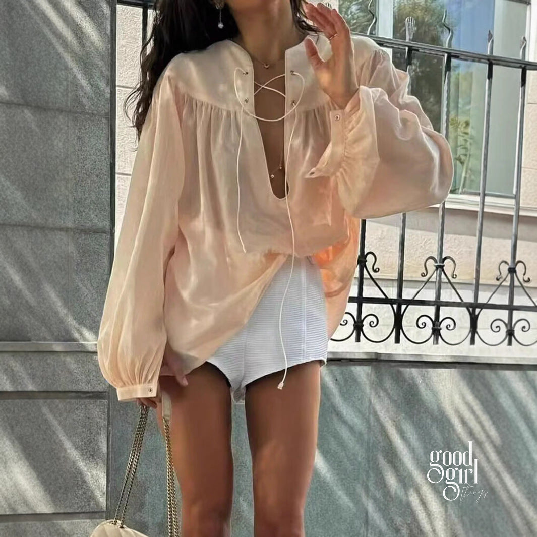Heaven Crinkled Tie-Front Top [4GXFCEM8]
