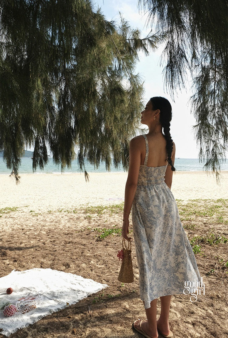 Heba Floral Lace-Up Midi Dress [X866UXVX]
