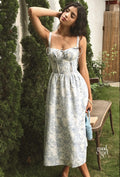 Heba Floral Lace-Up Midi Dress [441E7XLJ]