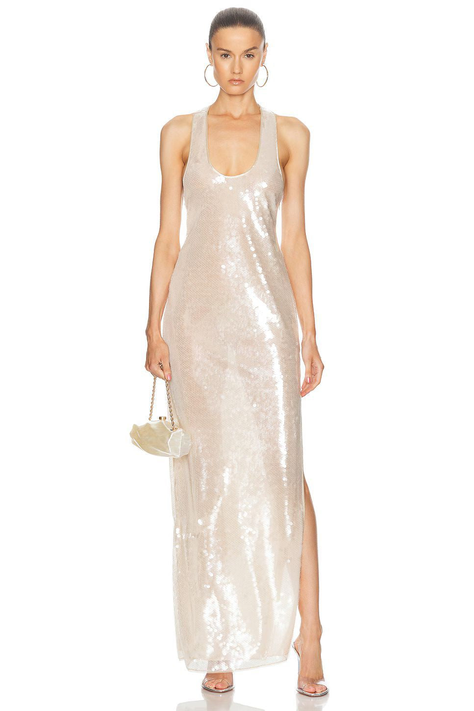 Hunter Sequin Backless Maxi Dress - Off-White [S94O9Q3V]