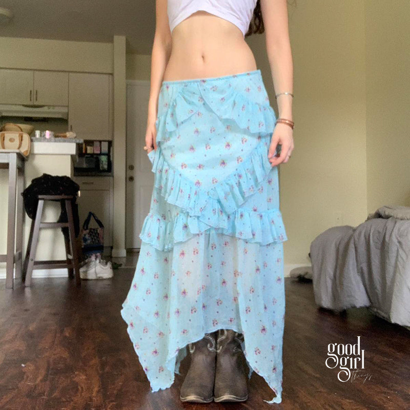 Ifrah Asymmetric Tiered Skirt [UA89PAUZ]