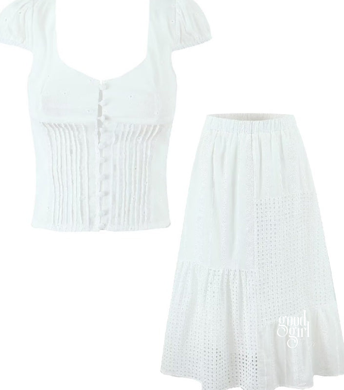 Jacie Embroidered Cut-Out Skirt Set [ME5CCYSX]