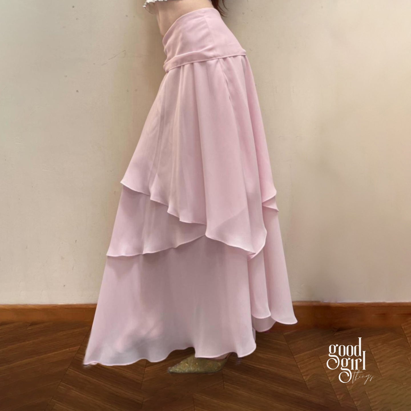 Jacklynn Pink Layered Maxi Skirt [XLXMPPTF]