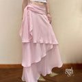 Jacklynn Pink Layered Maxi Skirt [68TUEHKI]