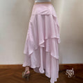 Jacklynn Pink Layered Maxi Skirt [ILBDKH73]