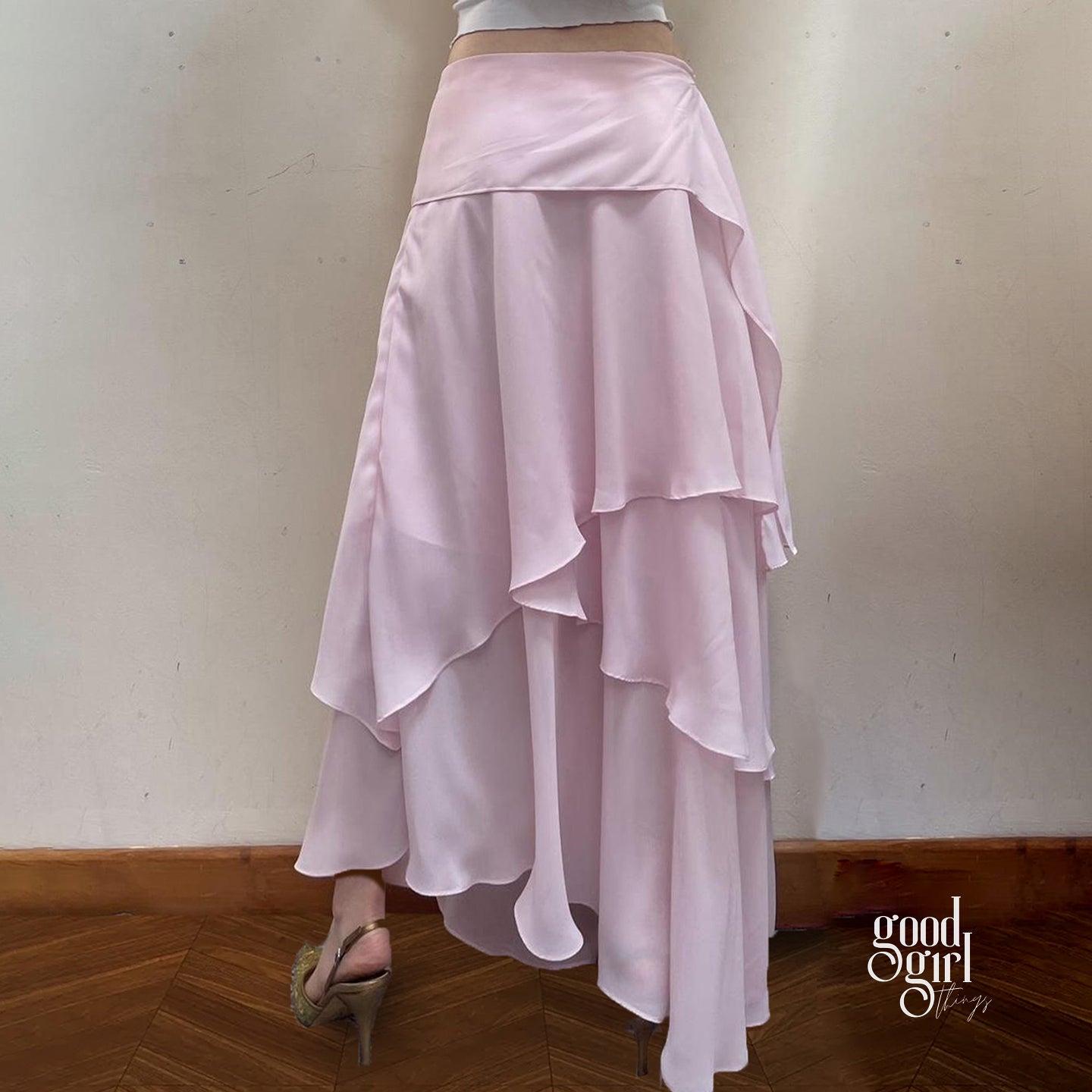 Jacklynn Pink Layered Maxi Skirt [ILBDKH73]