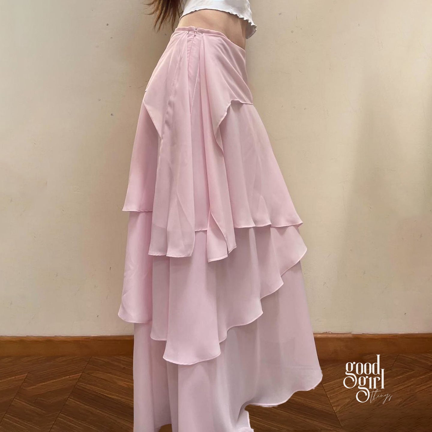 Jacklynn Pink Layered Maxi Skirt [LZ526CTH]