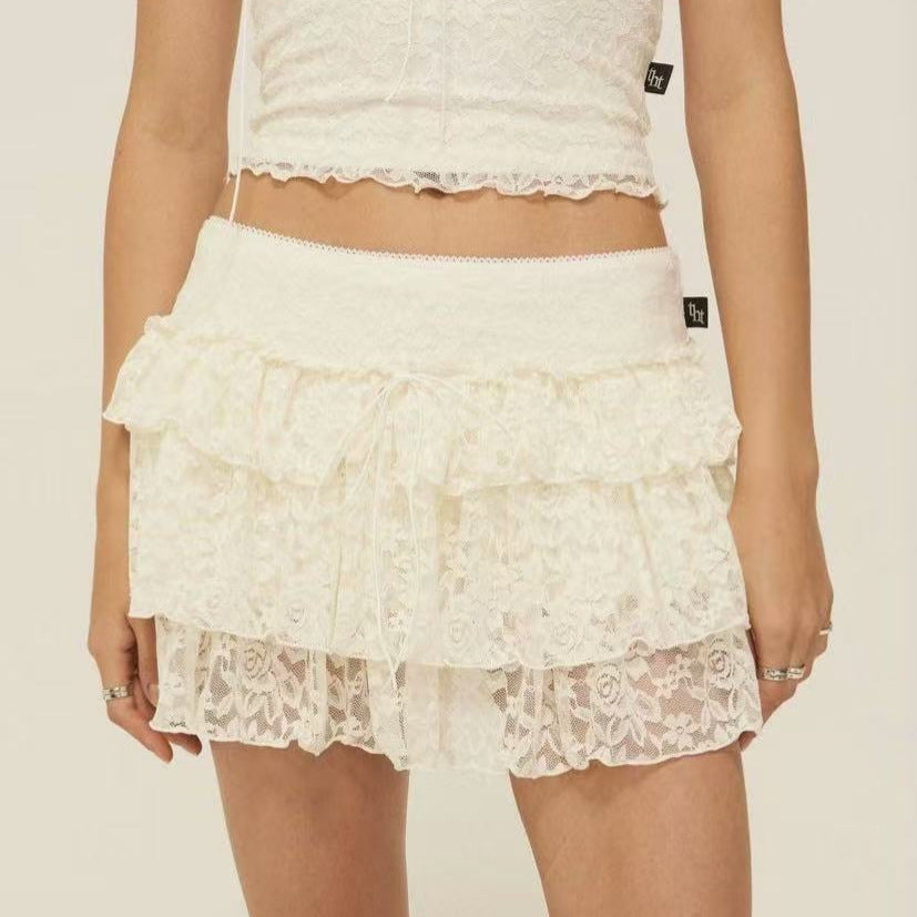 Jayne Tiered Lace Mini Skirt [2QGWW6YS]