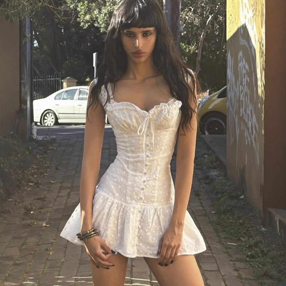 Jhene Embroidered Square Neck Dress - White [BASQG5I4]